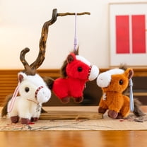 Usloyux under $5 3Pcs Little Pony Plush Toy, 2026 Year of the Horse Mascot Stuffed Animal, Small Doll Bag Ornament Pendant, Soft Cotton Material, Festival Gift