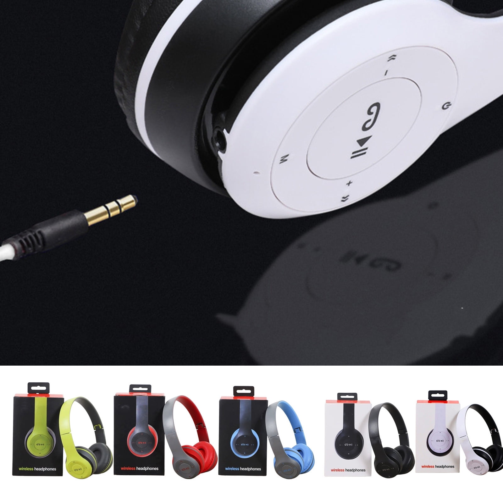 Usloyux under $5 5Pcs Bluetooth Headphones, Over-Ear Wireless Headset with Foldable Design and SD Card Support, Long Playtime for Music and Calls, Comfortable for Travel and Entertainment