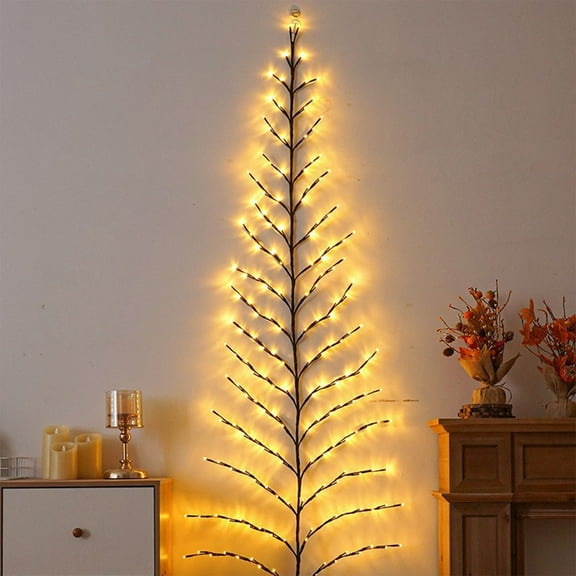 Usloyux Under $5 70.8 Inch Lighted Wall Tree,Warm White Wall Christmas Tree for Home Decor, Artificial Christmas Wall Tree, Willow Vines Lights for Holiday Apartment Living Room
