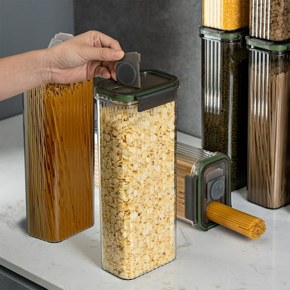 Usloyux Under $5 Airtight Food Storage Container Set, Cereal Grain Flour Rice Organization System, Clear Kitchen Pantry Canister Collection, Dry Food Preservation Jar Containers
