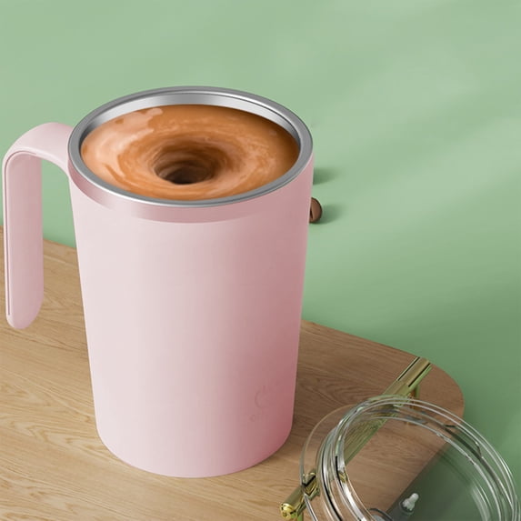 Usloyux Under $5 Automatic Stirring Coffee Mug, Self Mixing Travel Cup with Handle, Magnetic Rotating Mixer for Drinks, USB Rechargeable Beverage Container