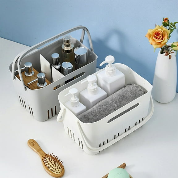 Usloyux Under $5 Bath basket with Handle,Portable Shower Caddy Basket,Large Capacity Plastic Bath Basket Bin Storage Tote with Handles for Bathroom Kitchen Dorm Room Bedroom(9.84x6.3x6.57 Inch)
