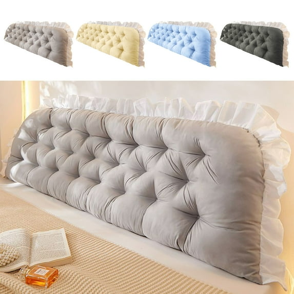 Usloyux Under $5 Bed Backrest Cushion, Large Soft Headboard Pillow for Bedroom, Plush Support Cushion for Reading in Bed, Decorative Lumbar Pillow with Lace Trim