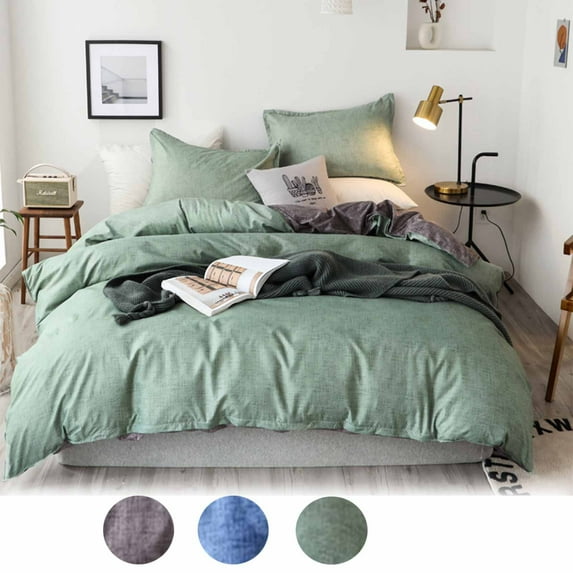 Usloyux Under $5 Bedding Set 3 Piece, Textured Plain Queen Size Sheets, Machine Washable Polyester Bed Set with Pillowcases, Wrinkle Resistant Comforter Cover for Bedroom