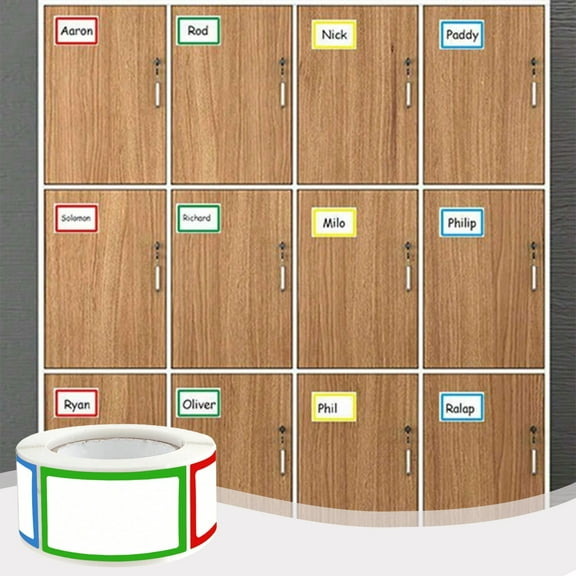 Usloyux Under $5 Blank Label Sticker Rolls, 250 Pack Color Border Self Adhesive, Handwritten Marking for Organization Classification System Management