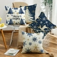thumbnail image 1 of Usloyux Under $5 Blue White Christmas Pillow Covers-18X18 Inch Navy Blue Christmas Pillow Cases Snowflake Christmas Holiday Pillowcases Xmas Trees Elk Deer Decorative, 1 of 9