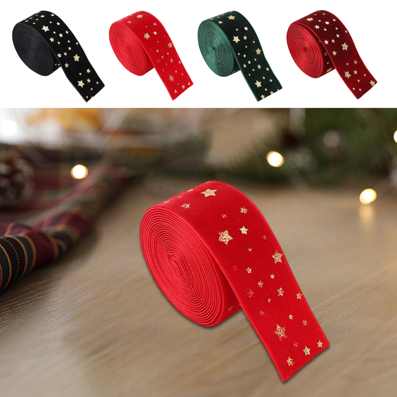 Usloyux Under $5 Christmas Wedding Gold Star Ribbon with Foil Print ...