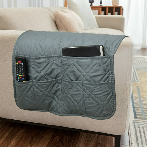 Usloyux Under $5 Couch Armrest Covers for Sofa With 2 Big and 4 Small Side Pockets, Recliner Arm Protector, Washable Living Room Armchair, Organizer Chair Bedside Storage Book