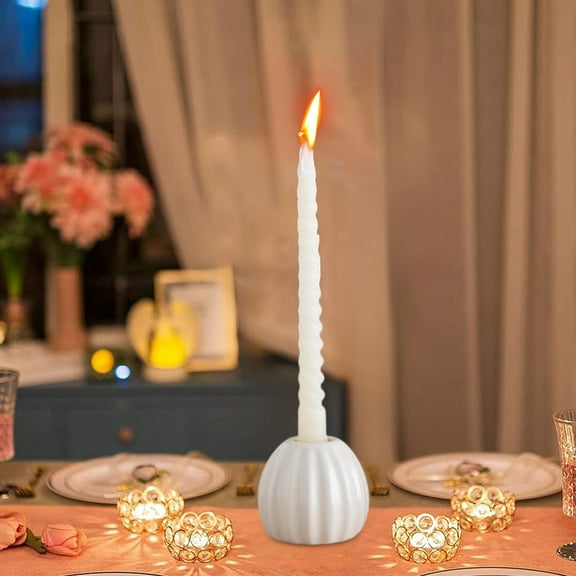 Usloyux Under $5 Creative Pumpkin Shape Ceramic Candlestick for Candle,2.36×2.44 Inch Decorative Vase for Home Room Office Party Wedding,Ceramic Dining Table Ornaments