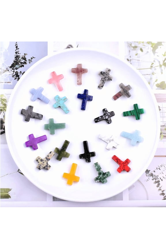 under $5 Crystal Cross, Crystal Cross Pendant Necklace, Natural Stone Cross Jewelry for Women Men, Healing Crystal Cross Charm for Necklace Bracelet, Spiritual Gift for Birthday Christmas