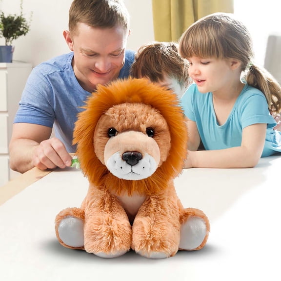 Usloyux under $5 Cute Lion Plush Doll, Soft Plush Lion Stuffed Animal Doll, Squatting Sitting Pose Forest Animal Figurine for Bedroom Decor Children's Toy, Cuddly Friends Gift for Kids Adults