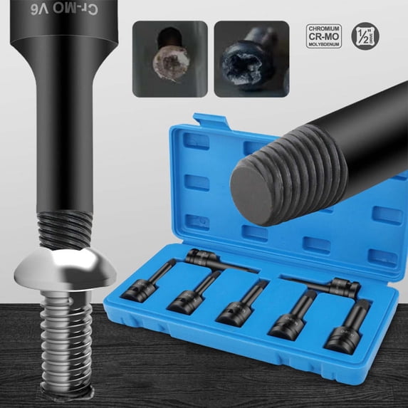 Usloyux Under $5 Damaged Screw Extractor Tool Set, 7Pcs Professional Broken Screw Removal Kit, Chromium Vanadium Alloy Steel Construction for Mechanics DIY Repair