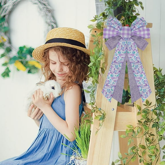 Usloyux under $5 Easter Bow Decoration, Polyester Ribbon for Wreath, Tree, Door and Wall, Festive Holiday Decor, Large Size Eye-Catching Accent for Seasonal Celebrations and Parties