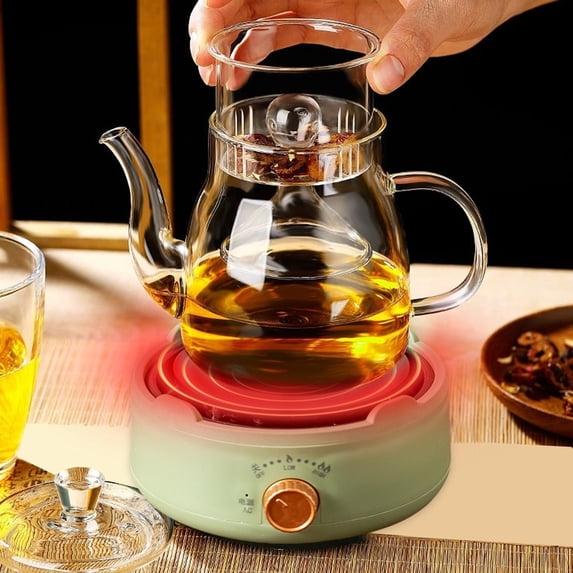 Usloyux Under $5 Electric Heating Stove Unit, Multi-function Tea Kettle Warmer Plate System, Portable Mini Burner with Three-Stage Temperature Control, Kitchen Appliance for Beverage Heating