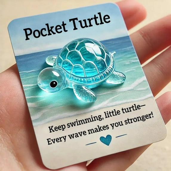 Usloyux under $5 Encouragement Pocket Gift, Mini Resin Turtle Keepsake with Positive Message Cards, Small Portable Gift for Friends, Birthday, Anniversary, Thanksgiving Greeting Card