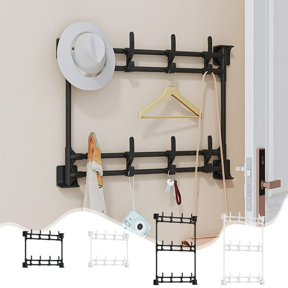 Usloyux Under $5 Entryway Coat Rack,Over Door Hooks Rack,Multi-Layer Hanging Rack,Over Door Towel Rack,Hat Hooks Stainless Steel Door Hanger Hook,No Drilling Required Rack with 4 Double Hooks