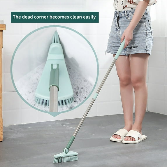 Usloyux Extendable Handle Cleaning Brush, Scalable Rotatable Floor Scrubber, Removable Brush Head for Pool Tiles, Triangular Shape for Corners Grout Lines