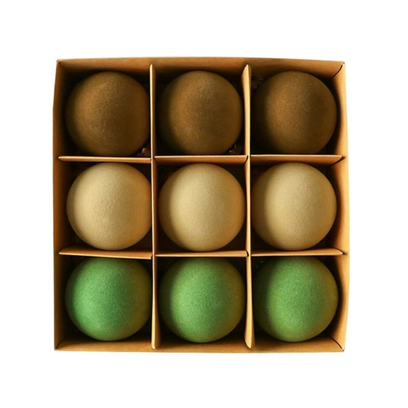 Usloyux Under $5 Flocked Christmas Ornament Balls, 9-Pack Velvet Xmas Tree Decorations, Plastic Hanging Spheres for Indoor Holiday Decor, Festive Party Supplies, Winter Celebration