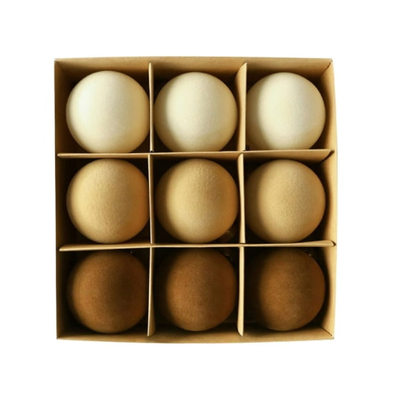 Usloyux Under $5 Flocked Christmas Ornament Balls, 9-Pack Velvet Xmas Tree Decorations, Plastic Hanging Spheres for Indoor Holiday Decor, Festive Party Supplies, Winter Celebration