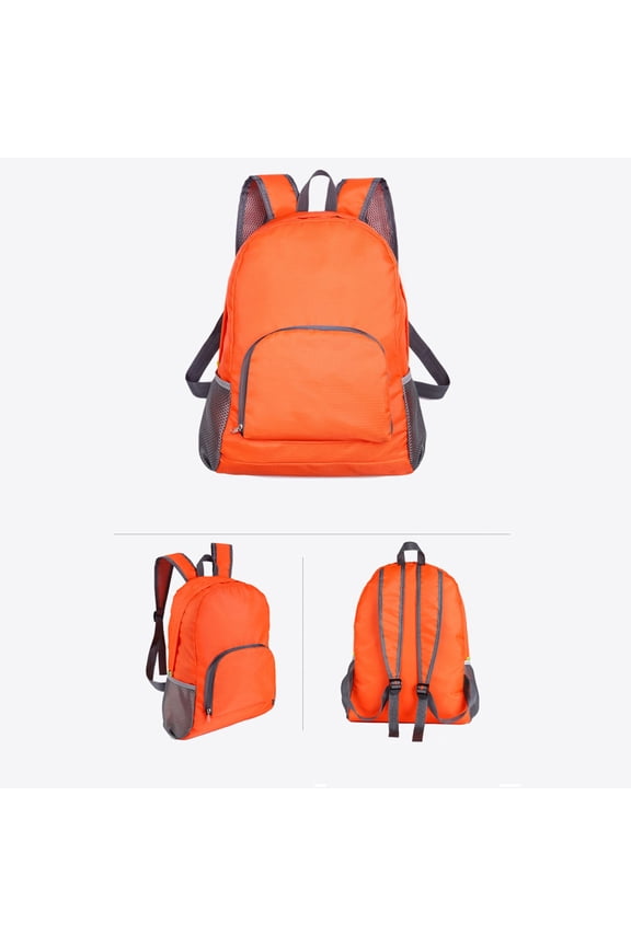 Usloyux Under $5 Foldable Backpack Student Bag, Fluorescent Color Minimalist Design, Lightweight Portable Rucksack for Travel, Reflective Strip Side Mesh Pocket