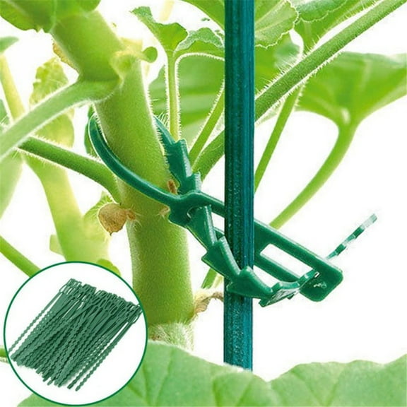 Usloyux under $5 Garden Plants Ties, 100pcs 13.5cm Reusable Plastic Binding Straps for Greenhouse Tree Shrub Support, Multi-Purpose Gardening Ties with Serrated Edges for Secure Plants Fastening