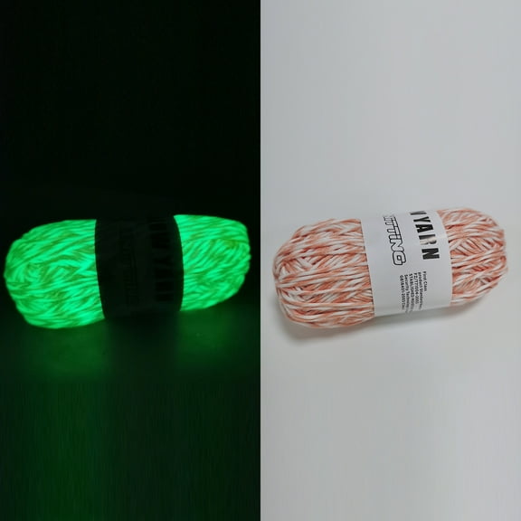 Usloyux Under $5 Glow in The Dark Yarn, 2 Rolls Light Up Crochet Knitting Thread, 53m Fluorescent DIY Craft Sewing String, Multicolor Polyester Fiber for Night Time Projects and Party