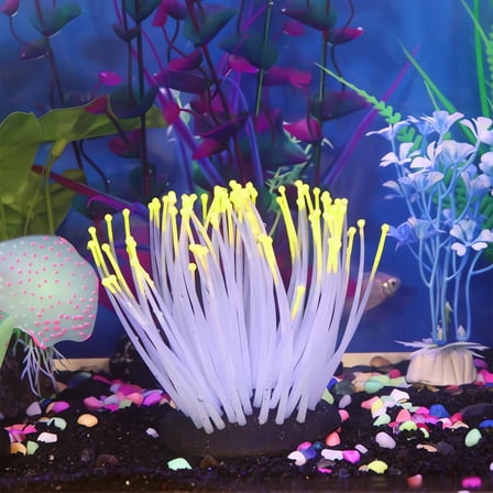 Usloyux Under $5 Glowing Aquarium Decorations Set, Luminous Anemone Coral Reef Ornaments, Simulation Silicone Fish Tank Landscape, Underwater Decor for Freshwater Saltwater Aquariums