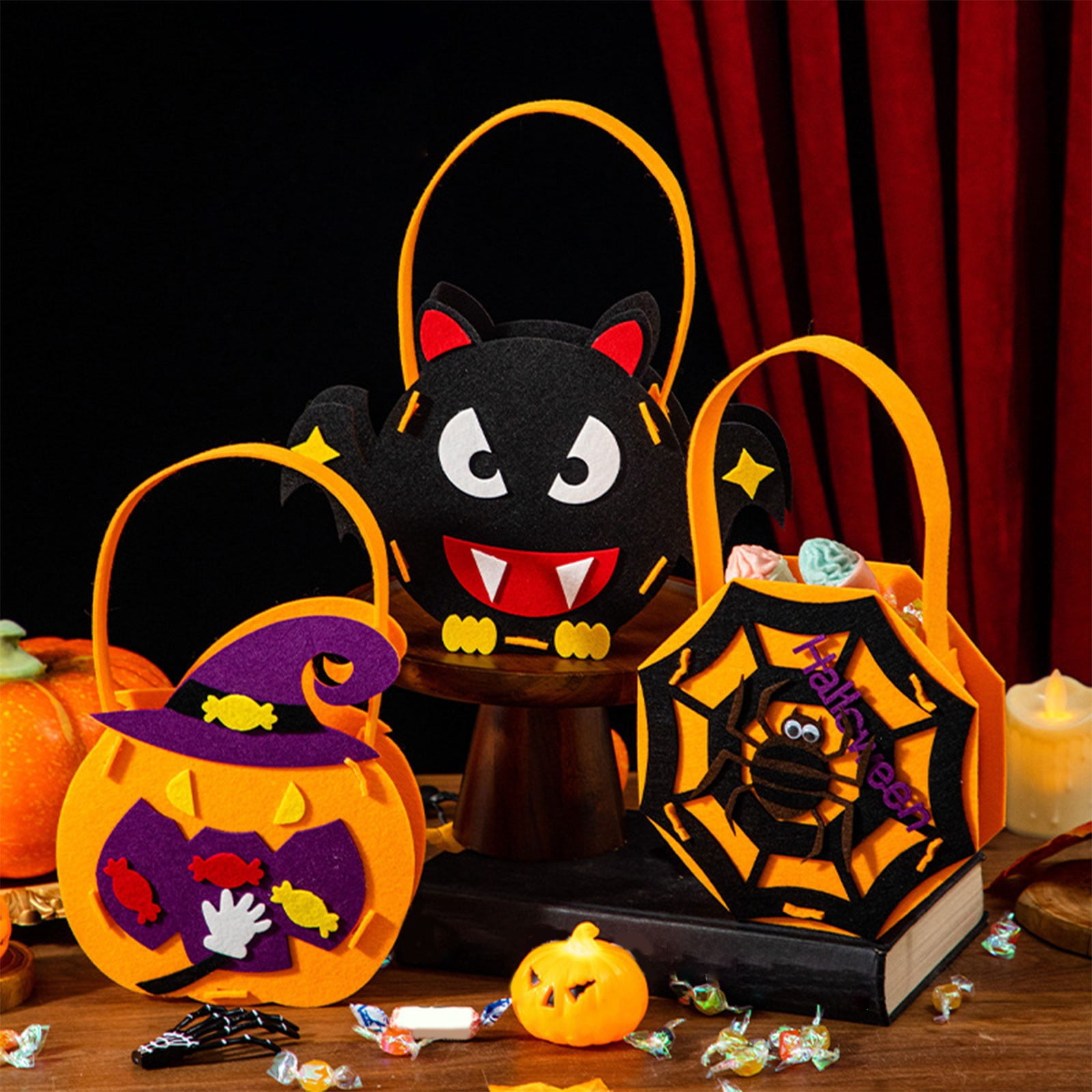 Usloyux Under $5 Halloween Trick or Treat Bags,Cute Pumpkin Candy Bags ...
