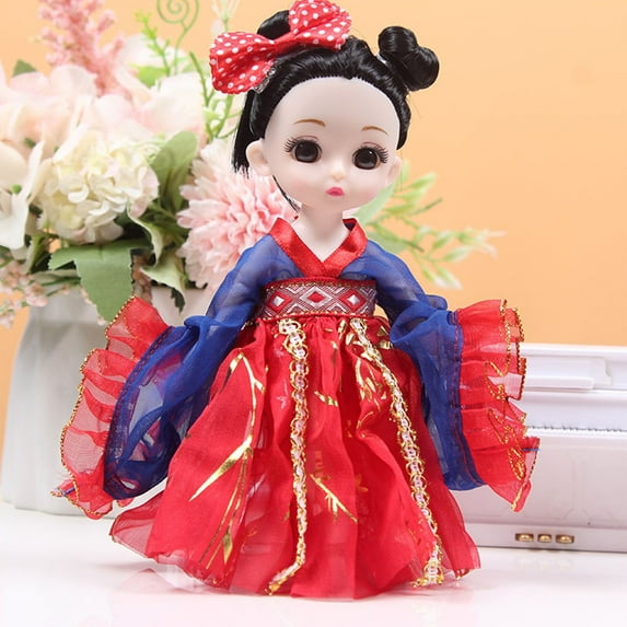 Usloyux under $5 Hanfu Doll, 17cm Vintage Style Chinese Doll, Traditional Hanfu Costume Decorative Figure, Collectible Miniature Doll for Display, Gift for Her Home Decor, Elegant Oriental Doll