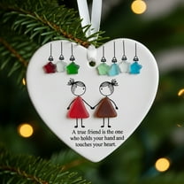 Usloyux Under $5 Heart Shaped Sea Glass Friendship Decor, Acrylic Keepsake Ornament for Christmas Tree, Handmade Gift for Sister Friend, Unique Hanging Decoration for Holiday