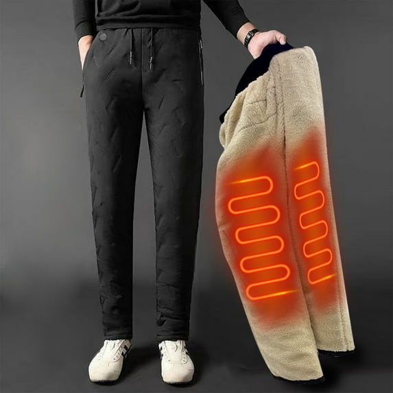 Usloyux Under $5 Heated Pants for Men, 10 Zone Warming Trousers with Fleece, USB Powered Thermal Leggings, Cold Weather Heating Bottom for Outdoor Winter Sports
