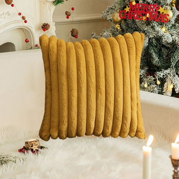 Usloyux Under $5 Holiday Pattern Pillow Case Design, Border Style Plush Pillow Cover Collection, Simple Solid Color Xmas Decor for Home Party Seasonal Display, Decor Piece