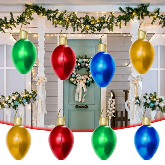 Usloyux Under $5 Inflatable Christmas Ball, Outdoor Decoration Lighted Sphere for Lawn Tree, PVC Inflatable Decor with Built-in Pump, Waterproof Holiday Yard Decor