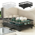 thumbnail image 1 of Usloyux Under $5 Kitchen Drying Rack, Countertop Dish Drainer with Utensil Holder, Stainless Steel Drain Board with Sink Spout, Space Saving Dish Rack for Plates Cups, 1 of 9