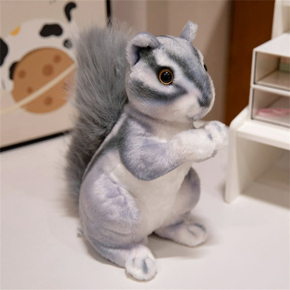 Usloyux under $5 Lifelike Squirrel Plush Toy, 7-Inch Lifelike Squirrel Plush Toy, Realistic Chipmunk Stuffed Animal Doll, Soft Cuddly Toy for Kids Adults