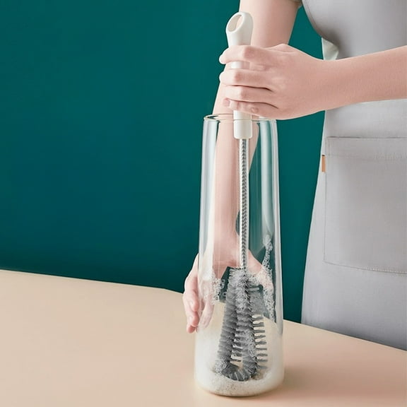 Usloyux Under $5 Long Handle Bottle Cleaning Brush, Stainless Steel Cup Scrubber with Nylon Bristles, Narrow Container Cleaner for Travel Mugs for Hard to Reach Areas Cleaning