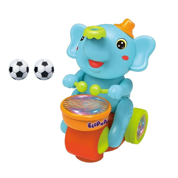 Usloyux Under $5 Musical Walking Toy Car, LED Light Up Blow Ball Drumming Elephant, Automatic Obstacle Avoidance Vehicle, Kids Educational Entertainment Toy, Sound Light Interaction
