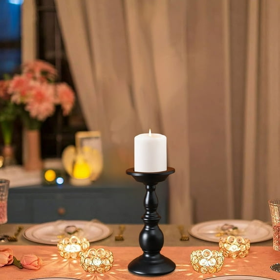 Usloyux Under $5 Pillar Candle Holders Stands,Matte Black Metal Pillar Candle Holder,Candlestick Holders for Fireplace, Home Decor, Dinning, Party, Wedding