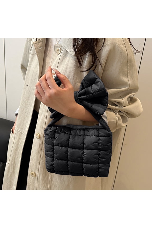 Under $5 Puffer Crossbody Bags for Women, Mini Puffer Wristlet Wallet, Puffy Tote Bag for Women, Small Handbag Clutch Bow Purse, Cute Makeup Bag
