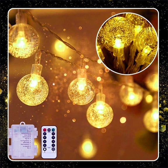 Usloyux under $5 Remote Control String Lights, 5m 50 LED Bulbs with 8 Lighting Modes, Battery Operated, Waterproof IP67 Crystal Tube, Indoor Outdoor Decor for Party Wedding Christmas, Easy Hang