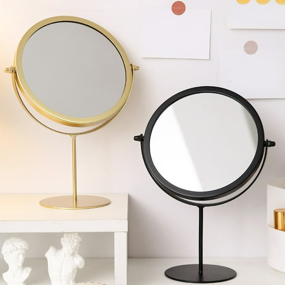 Usloyux Under $5 Rotatable Makeup Mirror, Desktop Vanity Mirror with Storage Base, Adjustable Beauty Mirror for Dormitory Home, Portable Dresser Mirror with Stand