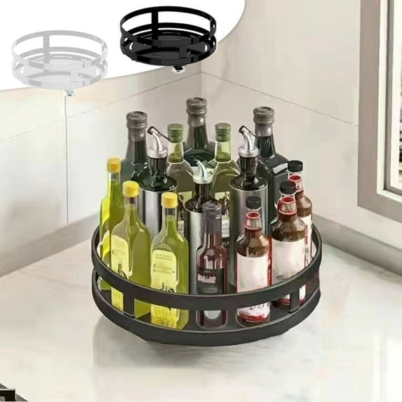 Usloyux Under $5 Rotating Spice Rack Organizer, 360 Degree Kitchen Countertop Storage Shelf, Multifunctional Turntable for Spices Condiments, Space Saving Cabinet Organizer for Pantry Counter