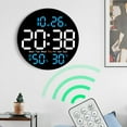 thumbnail image 1 of Usloyux Under $5 Round Digital Wall Clock, Multifunction Remote Control Electronic Clock, Color Screen Temperature Humidity Display, Silent LED Timepiece for Living Room, 1 of 9
