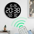 thumbnail image 1 of Usloyux Under $5 Round Digital Wall Clock, Multifunction Remote Control Electronic Clock, Color Screen Temperature Humidity Display, Silent LED Timepiece for Living Room, 1 of 9