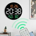 thumbnail image 1 of Usloyux Under $5 Round Digital Wall Clock, Multifunction Remote Control Electronic Clock, Color Screen Temperature Humidity Display, Silent LED Timepiece for Living Room, 1 of 9