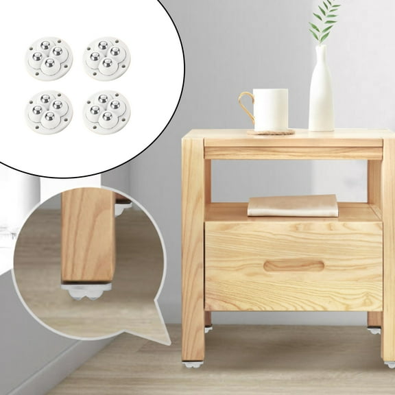 Usloyux Under $5 Self Adhesive Ball Pulleys, Four Ball Universal Wheels with Strong Stick Base, Smooth Rolling Casters for Furniture Boxes, Easy Move Heavy Objects, 4 Pack Set