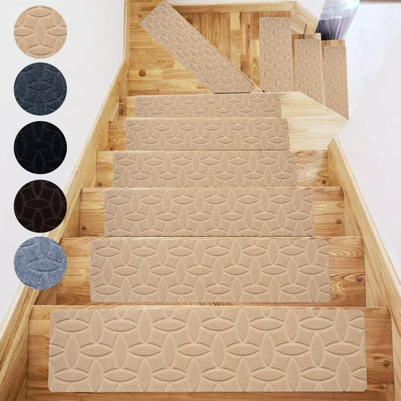 Usloyux Under $5 Self Adhesive Stair Treads, Non Slip Step Carpet for Indoor Outdoor, Skid Resistant Staircase Mat, Easy Install Floor Covering for Wooden Steps