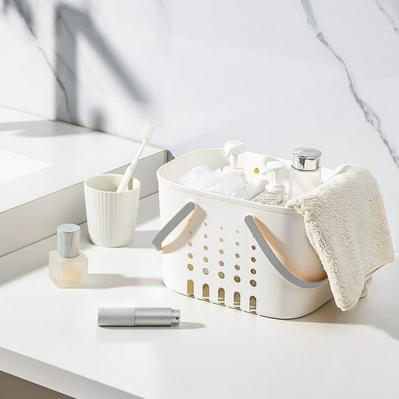 Usloyux Under $5 Shower Caddy Basket, Portable Bathroom Toiletry Organizer Tote Carrier, Drainable Storage Bin for Dorm College Travel Camping Essentials