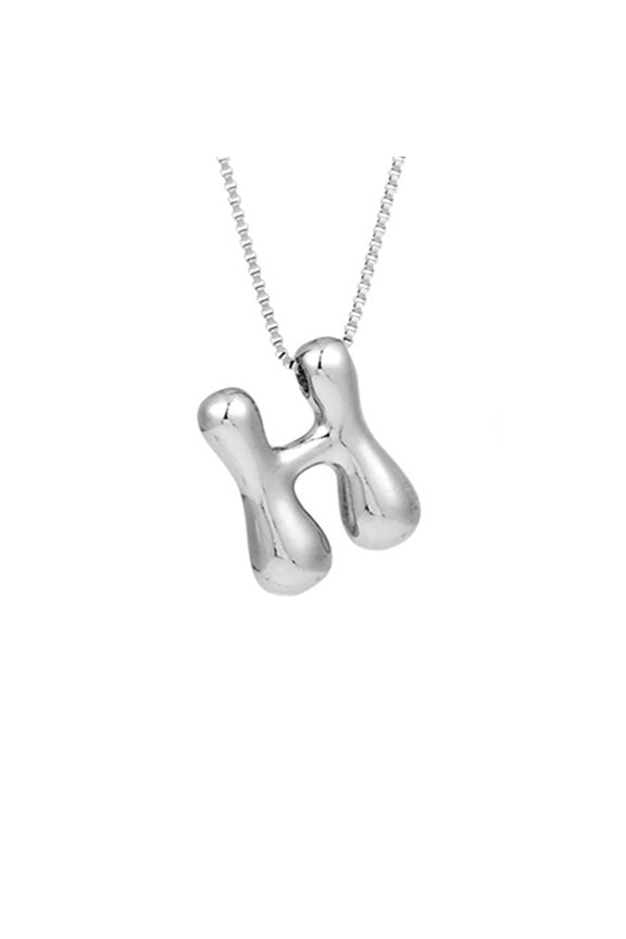 Under $5 Silver Letter Necklace, Initial Alphabet Pendant Jewelry, Personalized Name Necklace for Her, Stainless Steel Chain, Modern Minimalist Design Accessory