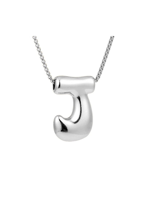 Under $5 Silver Letter Necklace, Initial Alphabet Pendant Jewelry, Personalized Name Necklace for Her, Stainless Steel Chain, Modern Minimalist Design Accessory